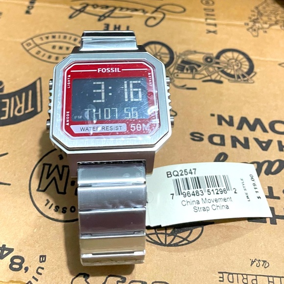 Fossil Slater Digital Stainless Steel 